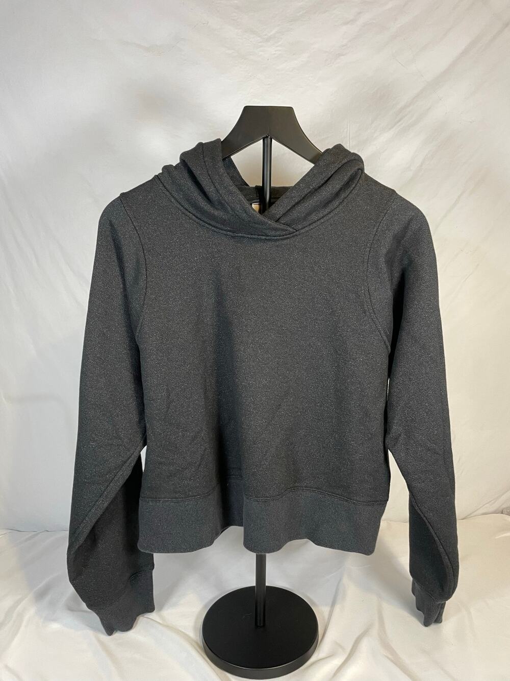 Lululemon Scuba Cropped Hoodie Size 14 Black Charcoal Metallic Sparkle